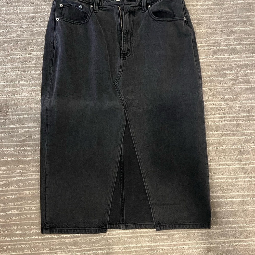 Black Denim Midi Skirt